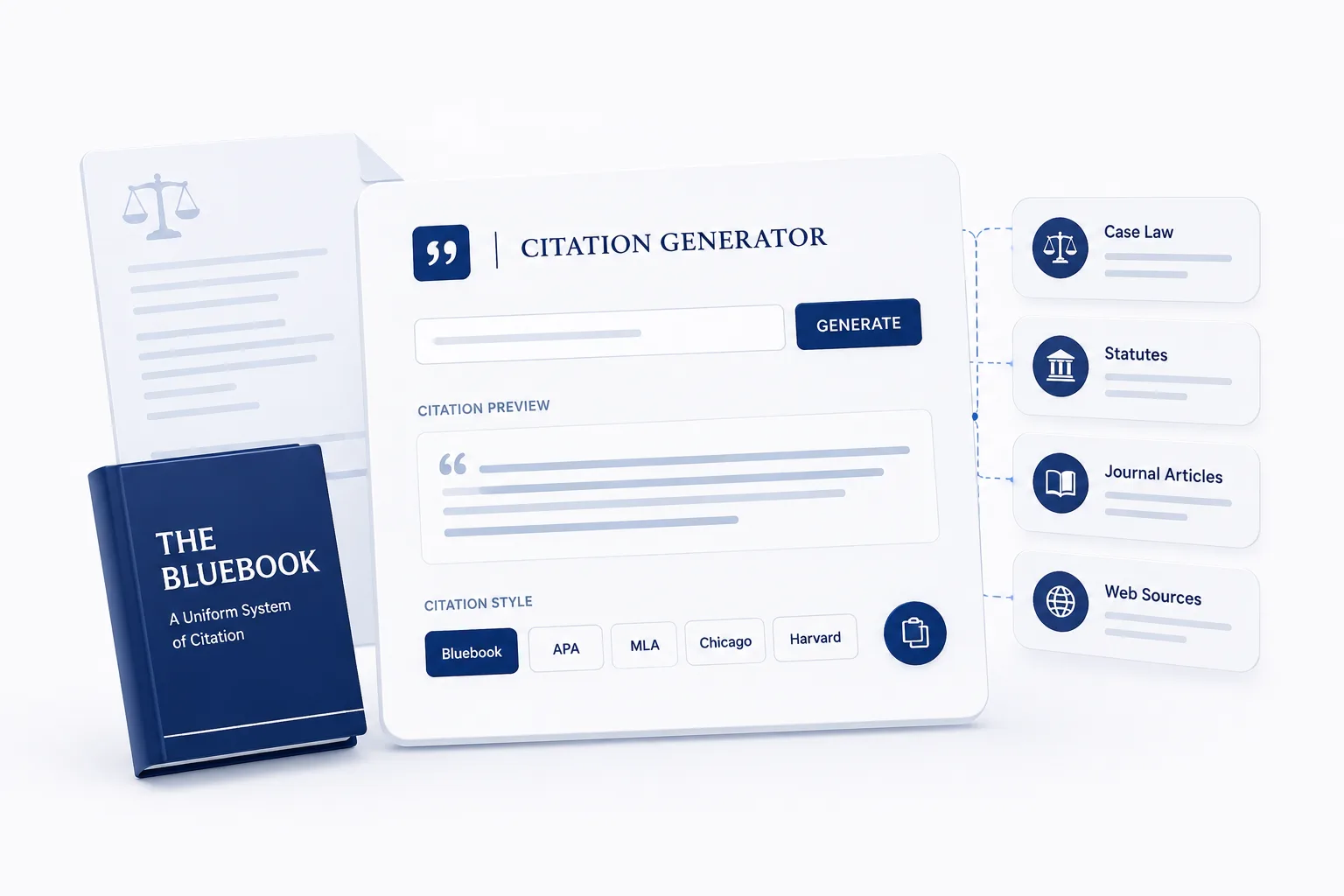 Citation Generator, Bluebook, APA, MLA, Chicago, Harvard styles